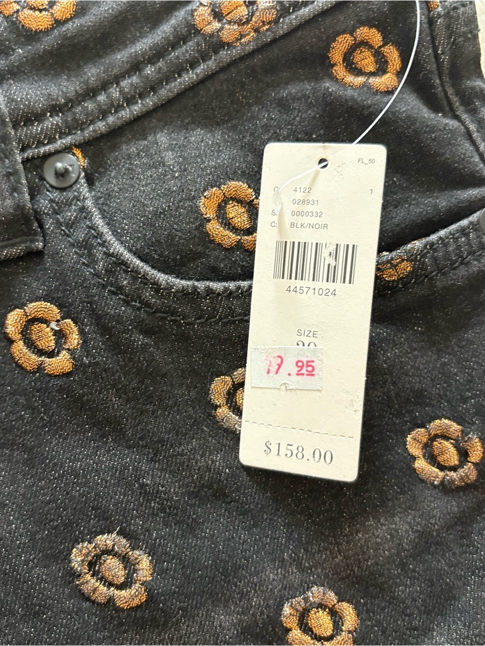 Pilcro Women’s Black Jeans with Brown Floral Print - Picture 7 of 7